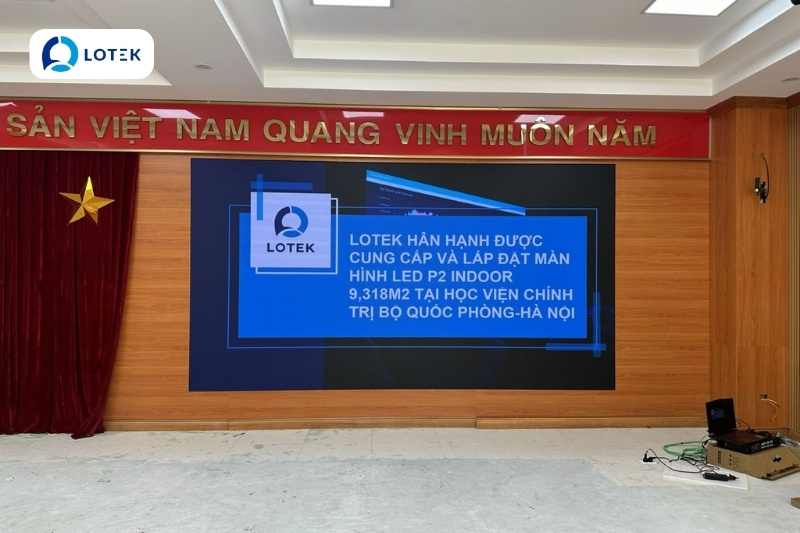 LẮP ĐẶT MÀN HÌNH LED P2 INDOOR CỐ ĐỊNH 9.318 M2 HVCT BỘ QUỐC PHÒNG - HN 1