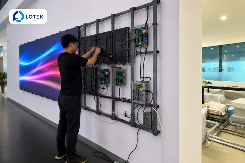 Lắp đặt màn hình LED P2 indoor Thaco Auto Cần Thơ 3
