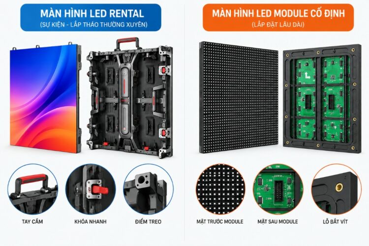 Màn hình LED Rental khác màn hình LED lắp cố định ở những điểm nào?